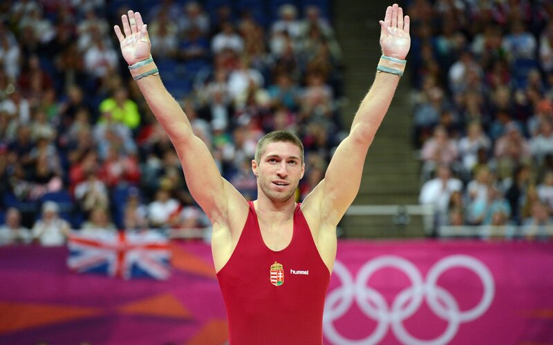 Gymnast with Arms Raised — Red