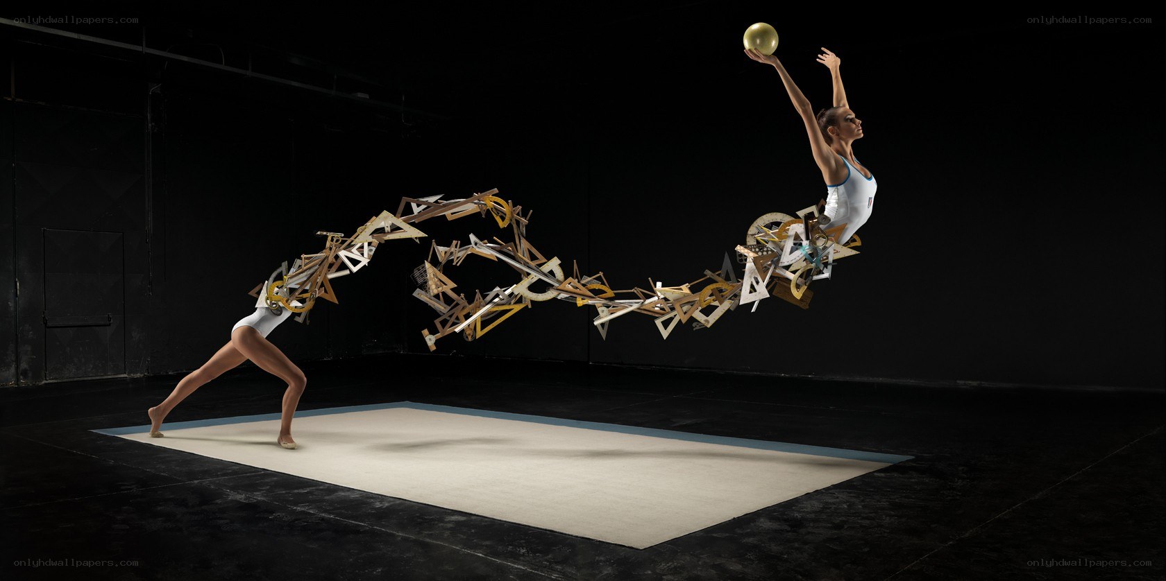 Gymnast with artistic motion
