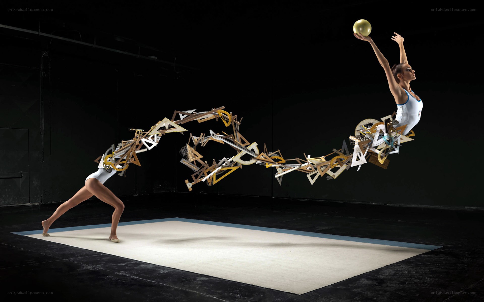 Gymnast with artistic motion
