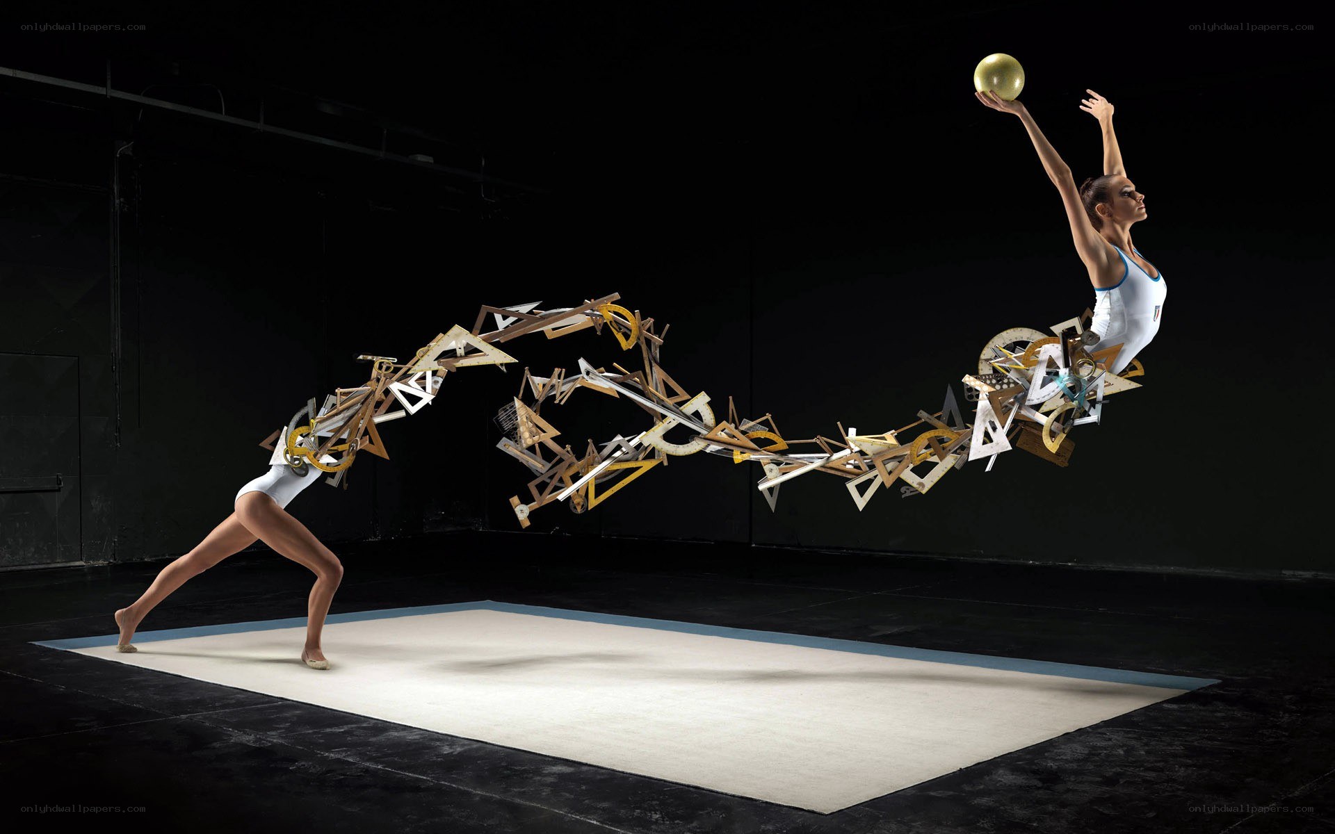 Gymnast with geometric art