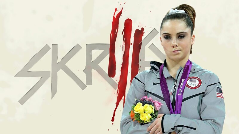 gymnast with medal and flowers