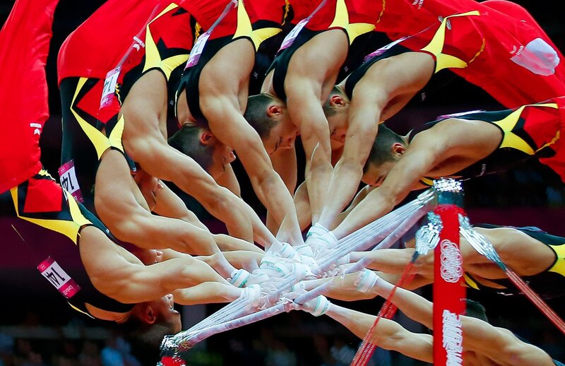 Gymnasts in formation