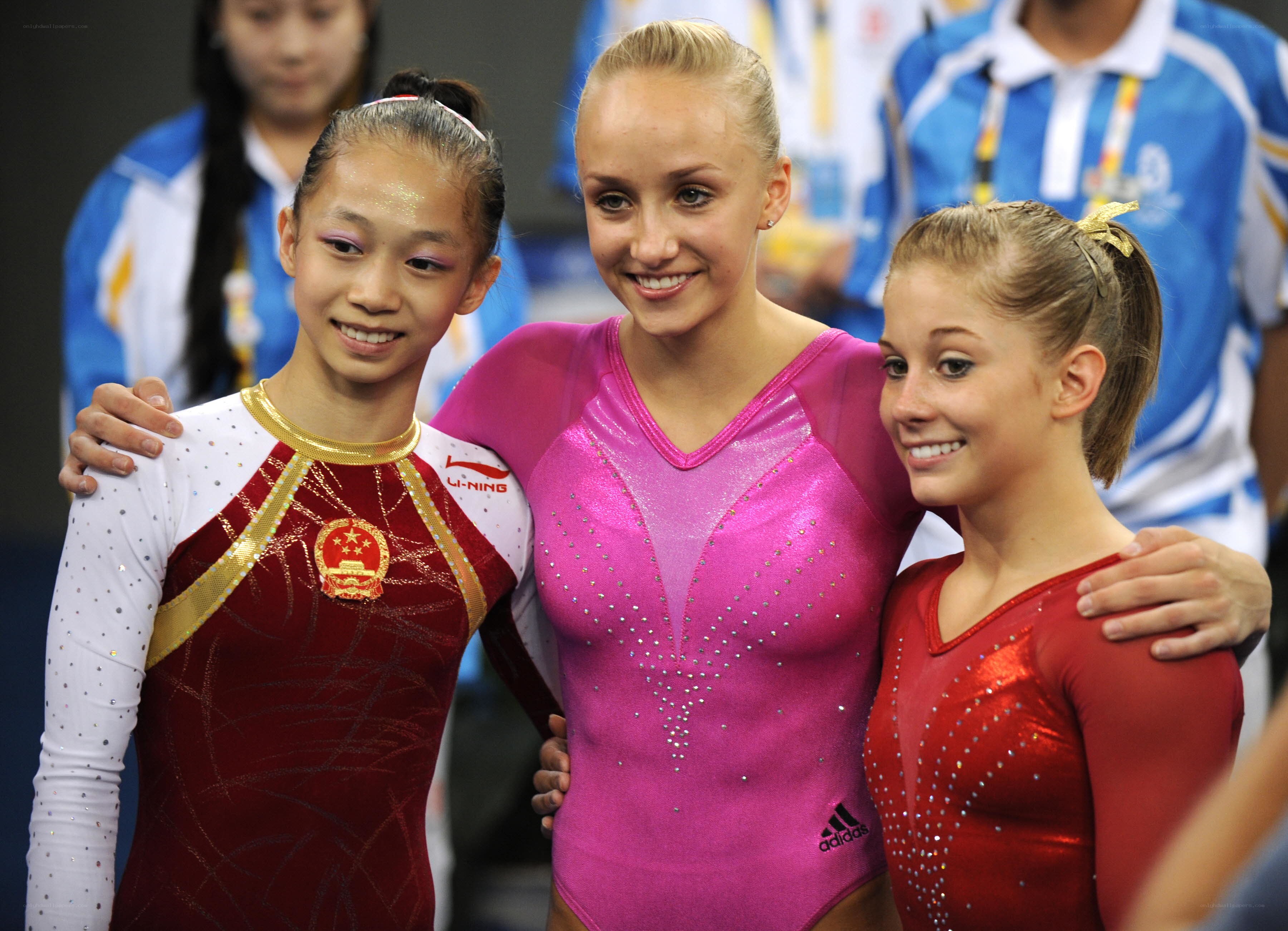 Gymnasts on podium