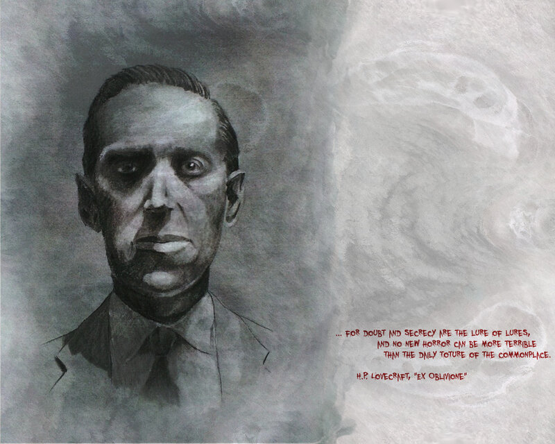 H.P. Lovecraft portrait with quote