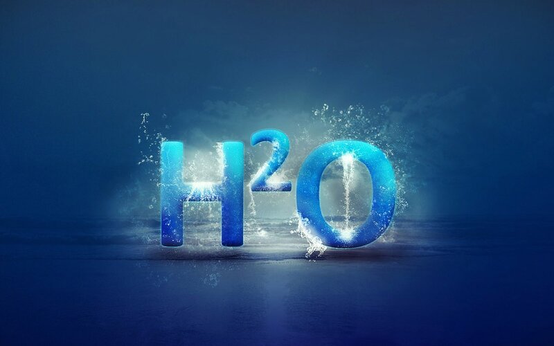 H2O Chemical Formula — Blue, Dramatic, Digital Art