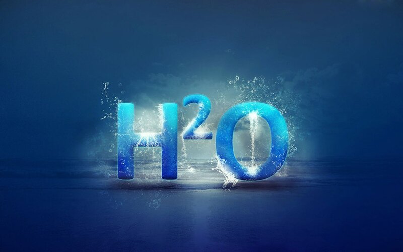 H2O Chemical Formula — Blue, Dramatic