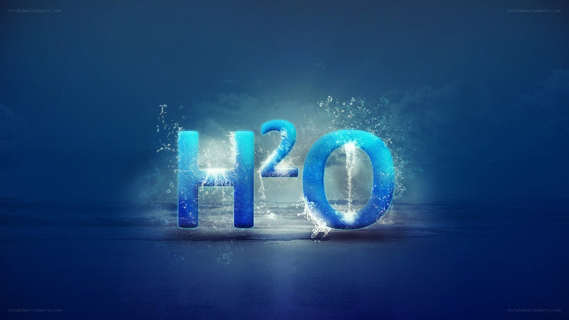 H2O chemical formula with water splash