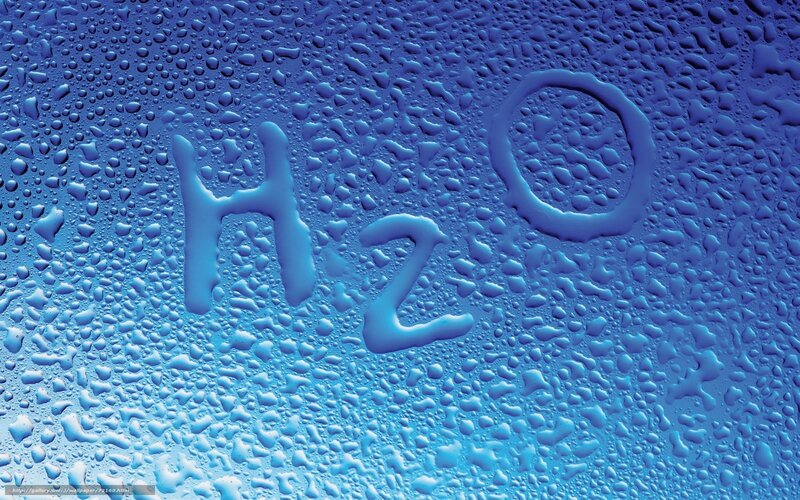 H2O written on a wet surface