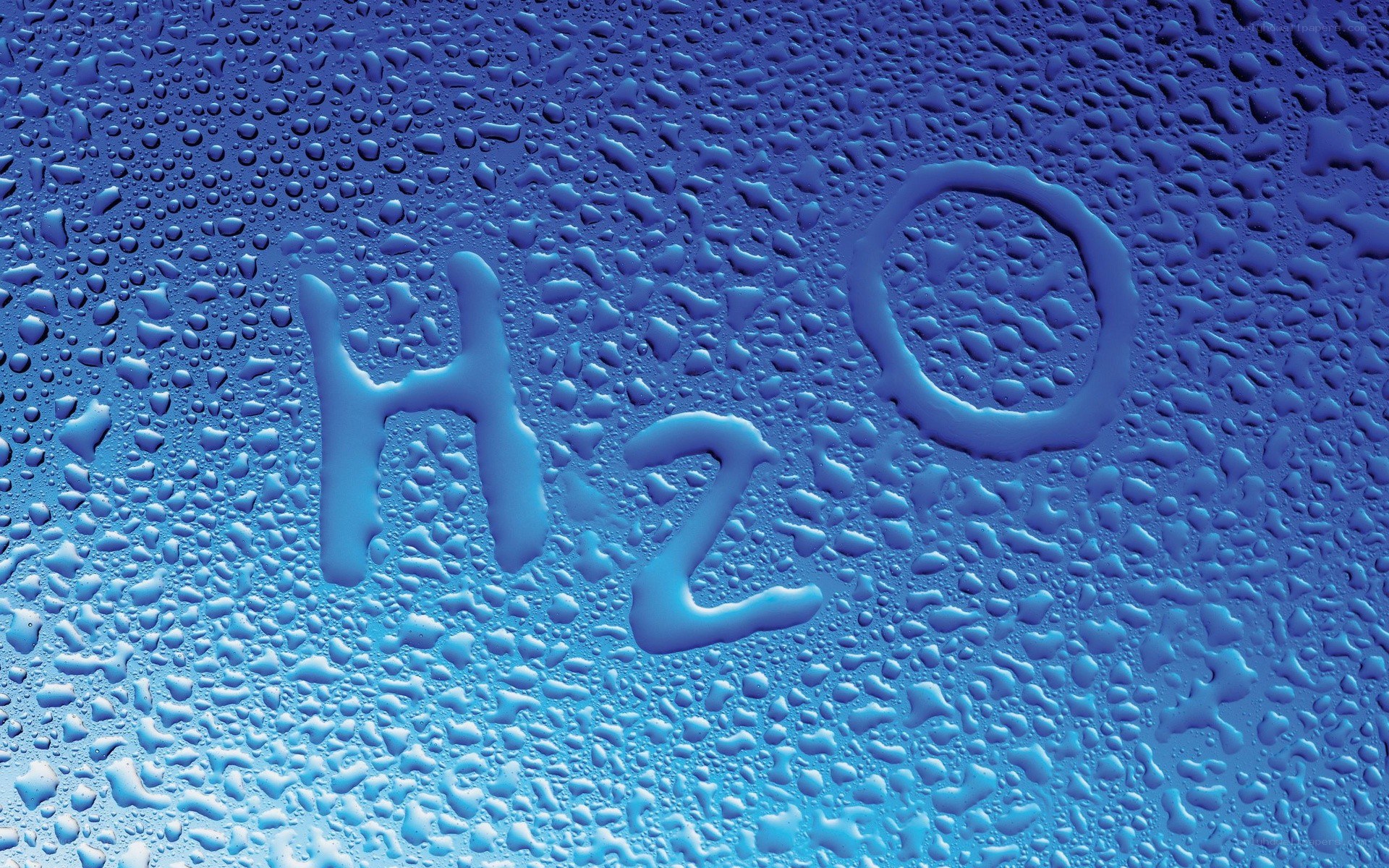 H2O written on wet surface