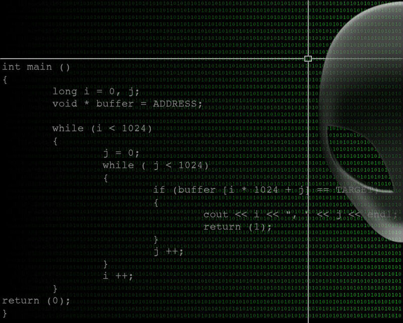 hacker coding in binary