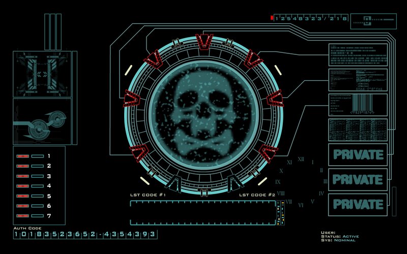 hacker interface with skull