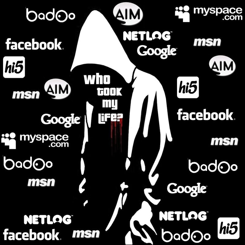 hacker silhouette with social media logos
