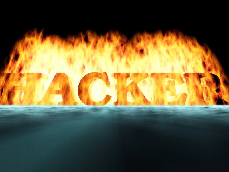 Hacker text in flames