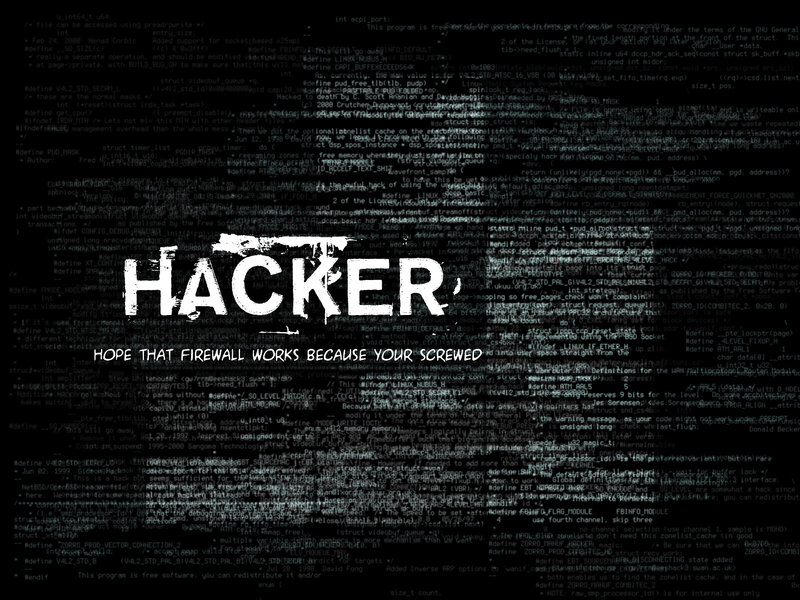 hacker text on code background