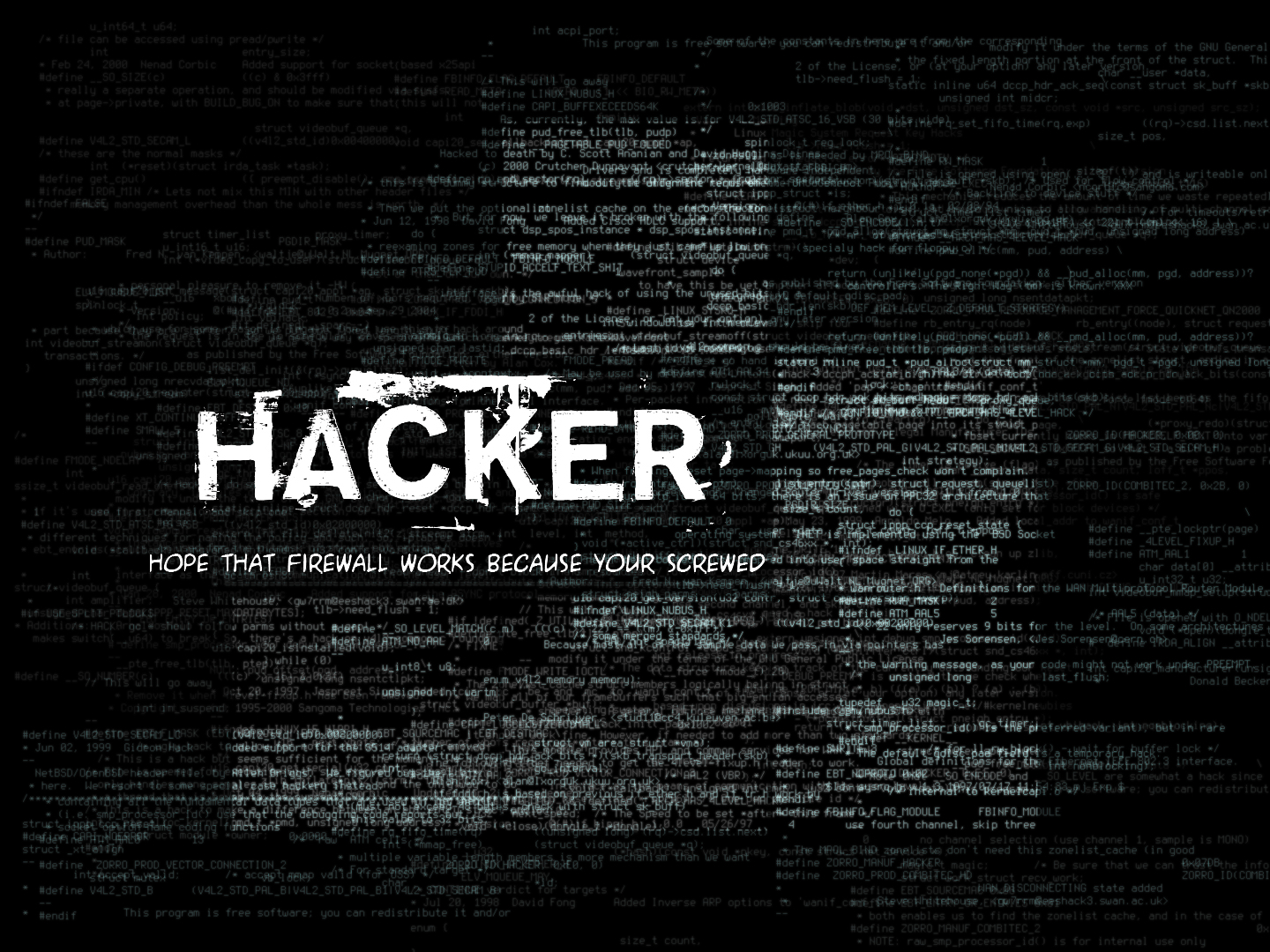 hacker text on code background
