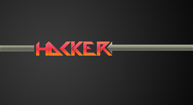 Hacker text with arrow