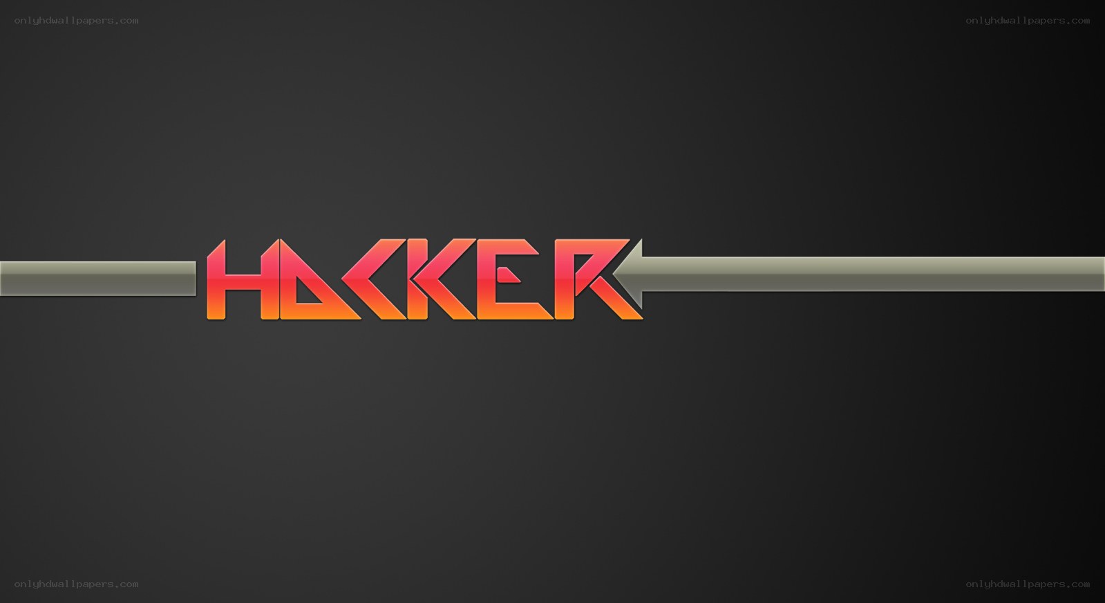 Hacker text with arrow