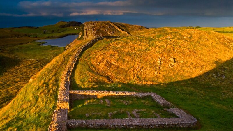 Hadrian's Wall Ruins — Green, Dramatic, Sunset