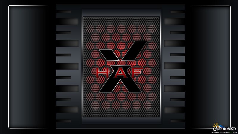 HAF X logo on mesh background