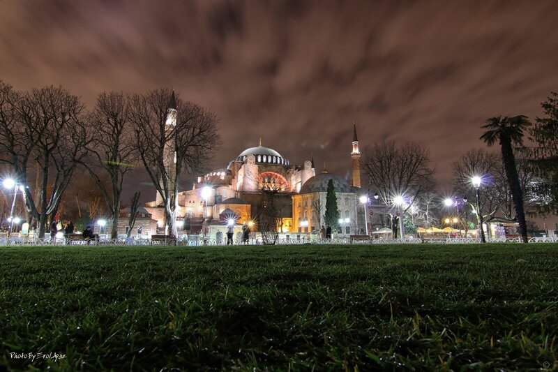 Hagia Sophia at Night — Green, Serene