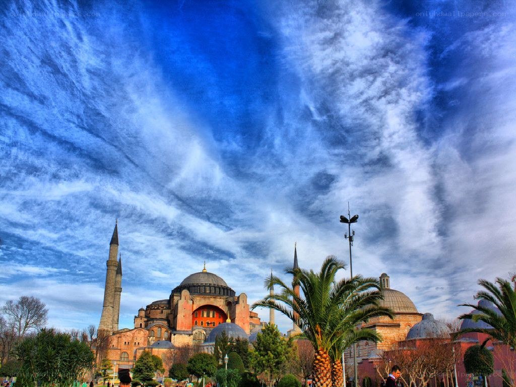 Hagia Sophia under a dramatic sky