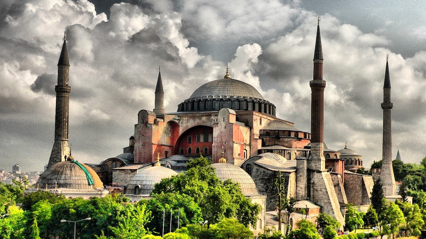 Hagia Sophia under cloudy sky