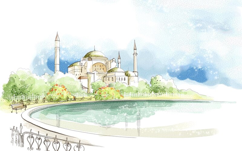 Hagia Sophia watercolor sketch