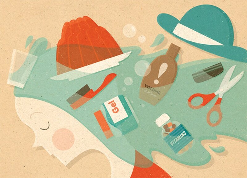Hair care products illustration