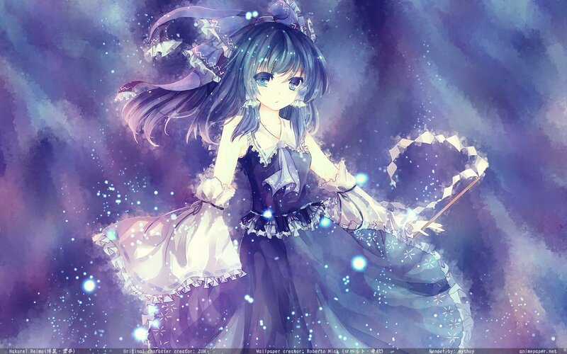 Hakurei Reimu in a magical scene