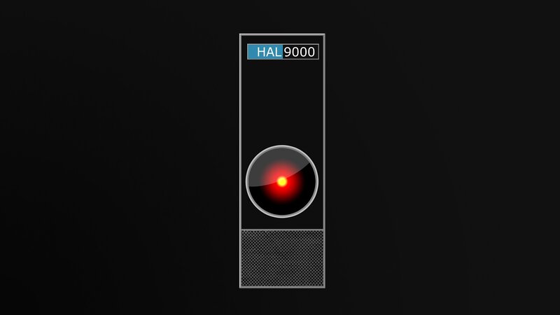 HAL 9000 Unit — Black, Dramatic, Digital Art, Red Eye, Speaker Grille, Red, Gray