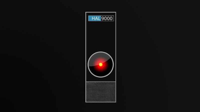 HAL 9000 Unit — Black, Dramatic, Digital Art, Red Eye, Speaker Grille, Red
