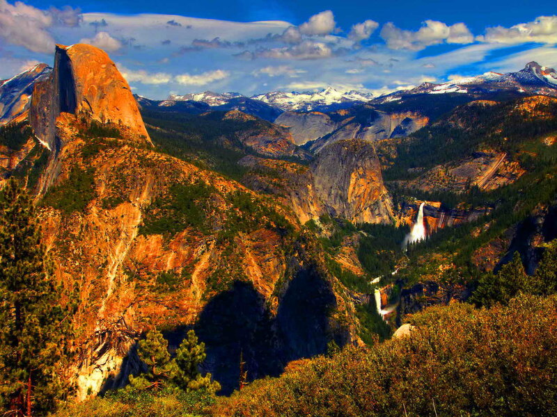 Half Dome and Waterfall