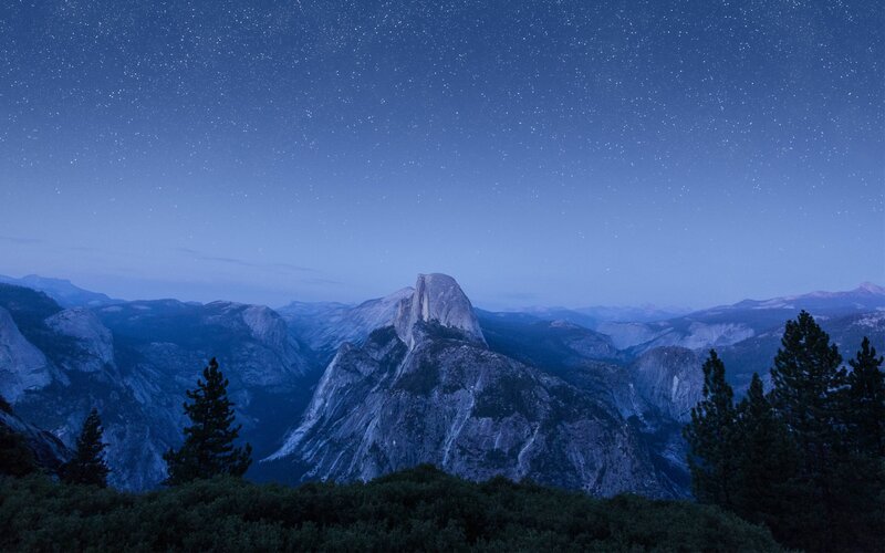 Half Dome at Night — Blue