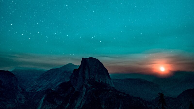 Half Dome at Night — Teal