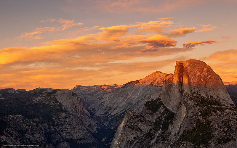 Half Dome at Sunset — Orange, Dramatic, Photograph
