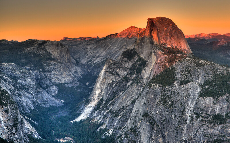 Half Dome at Sunset — Orange, Dramatic