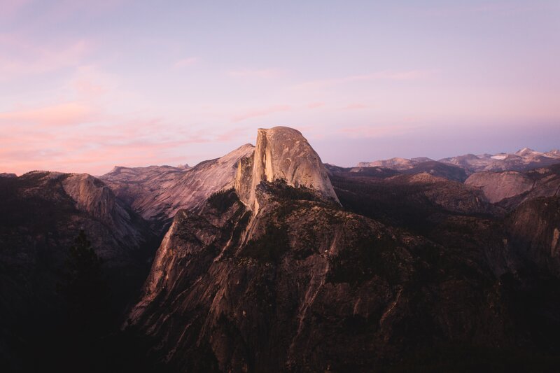 Half Dome at Sunset — Pink, Serene
