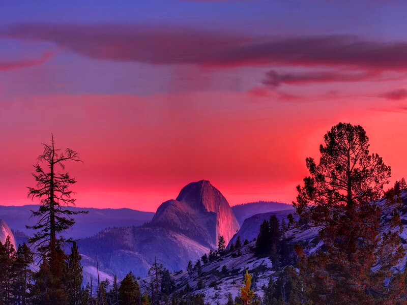 Half Dome at Sunset — Red