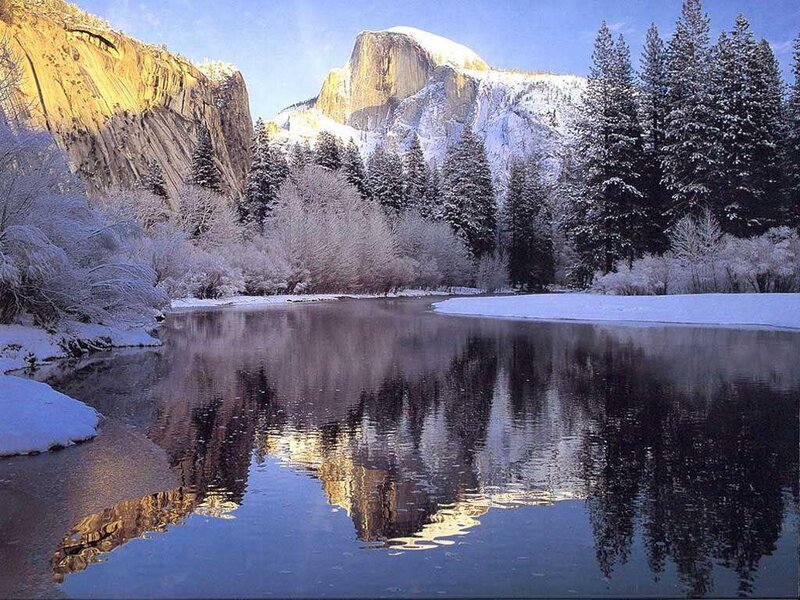 Half Dome in Winter — Blue, Serene, Photograph