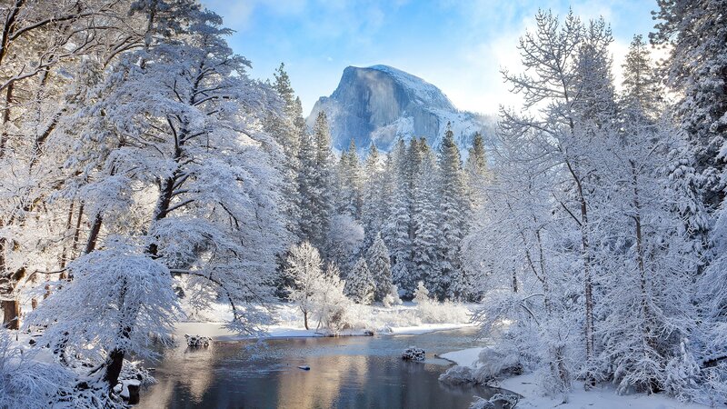 Half Dome in Winter — White, Serene, Photograph