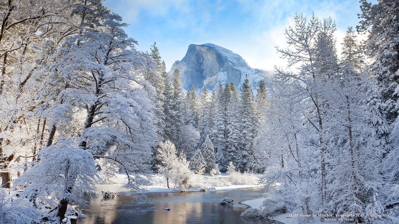 Half Dome in Winter — White, Serene