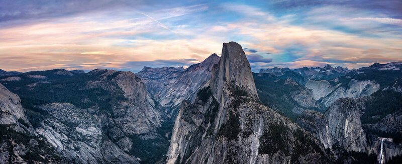 Half Dome in Yosemite — Blue, Dramatic, Sunset, Photograph