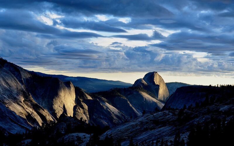 Half Dome in Yosemite — Blue, Dramatic, Sunset