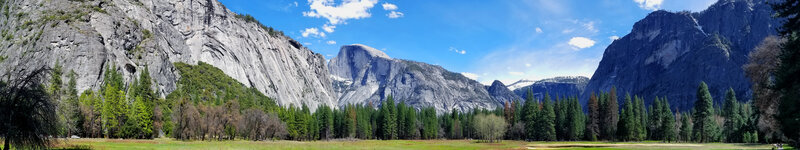 Half Dome in Yosemite — Blue, Serene, Afternoon, Photograph, Mountains, Forest