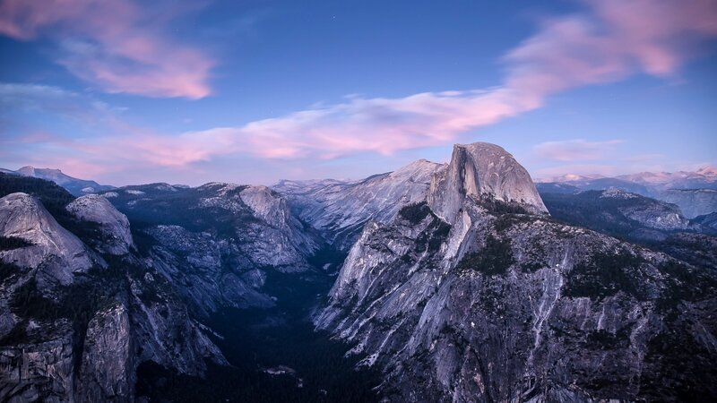 Half Dome in Yosemite — Blue, Serene, Sunset
