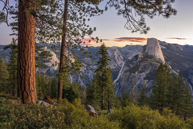 Half Dome in Yosemite — Green, Serene, Sunset