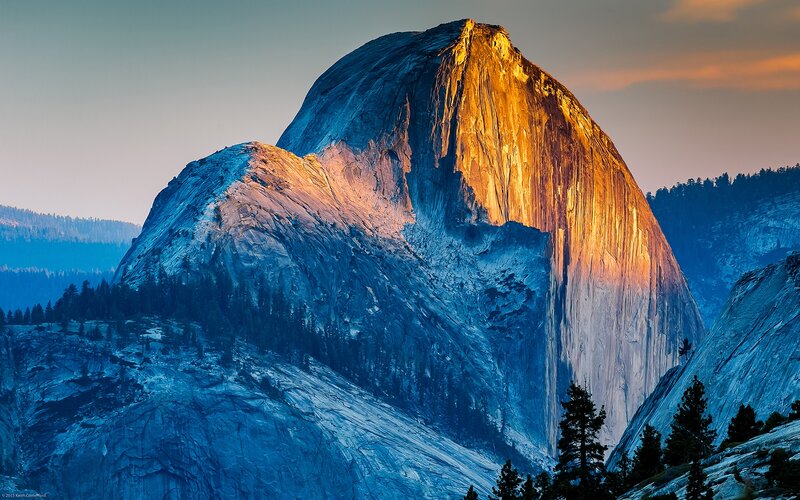 Half Dome Mountain — Blue, Dramatic, Sunset