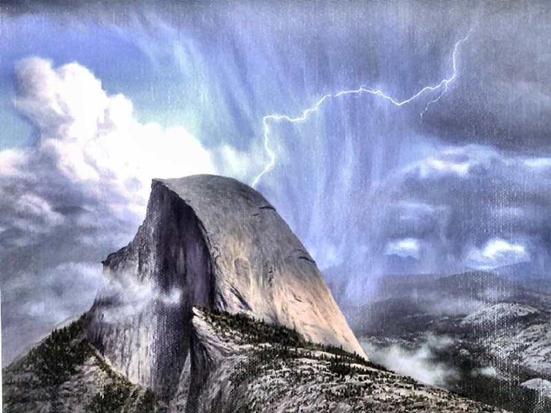 Half Dome Mountain — Blue, Dramatic
