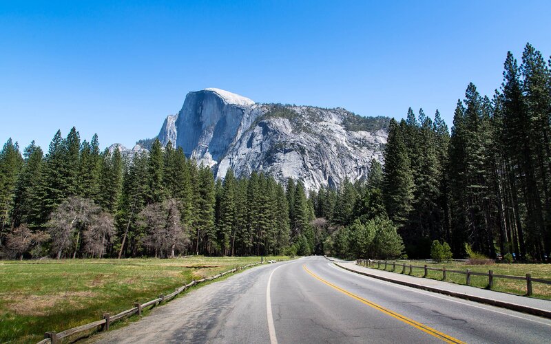 Half Dome Mountain — Blue, Serene, Afternoon, Photograph