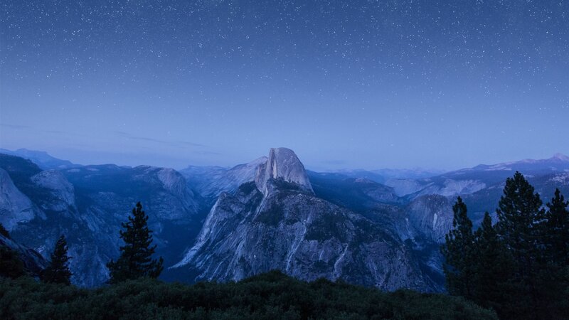 Half Dome Mountain — Blue, Serene, Night